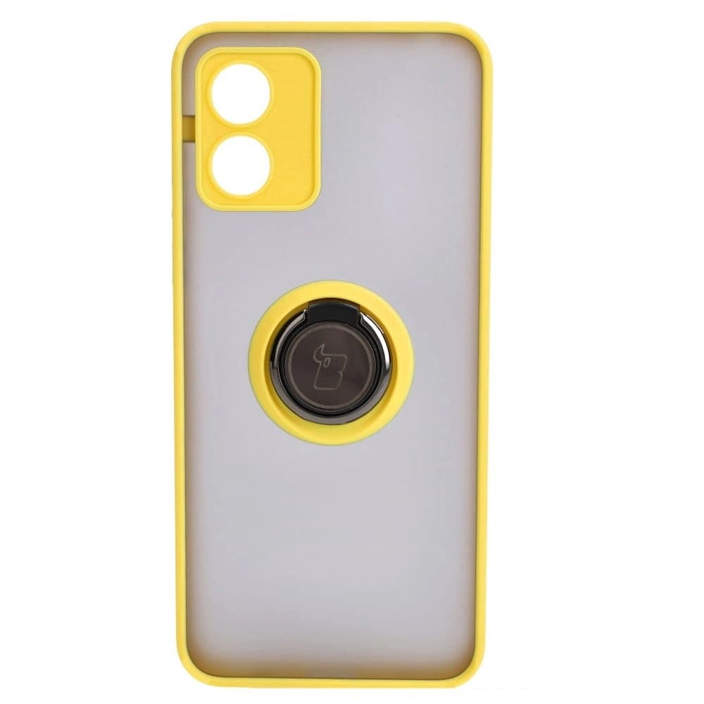 Bizon Case Hybrid Ring Motorola Moto E13 smoky with a yellow frame - 2