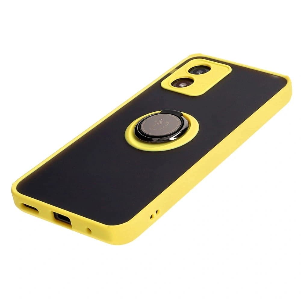 Bizon Case Hybrid Ring Motorola Moto E13 smoky with a yellow frame - 3