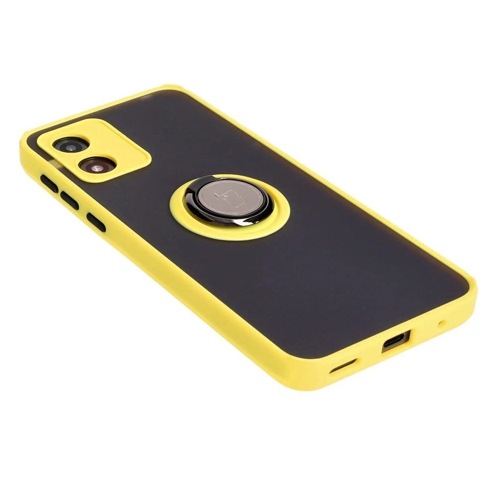 Bizon Case Hybrid Ring Motorola Moto E13 smoky with a yellow frame - 4