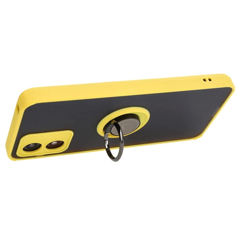 Bizon Case Hybrid Ring Motorola Moto E13 smoky with a yellow frame - 5