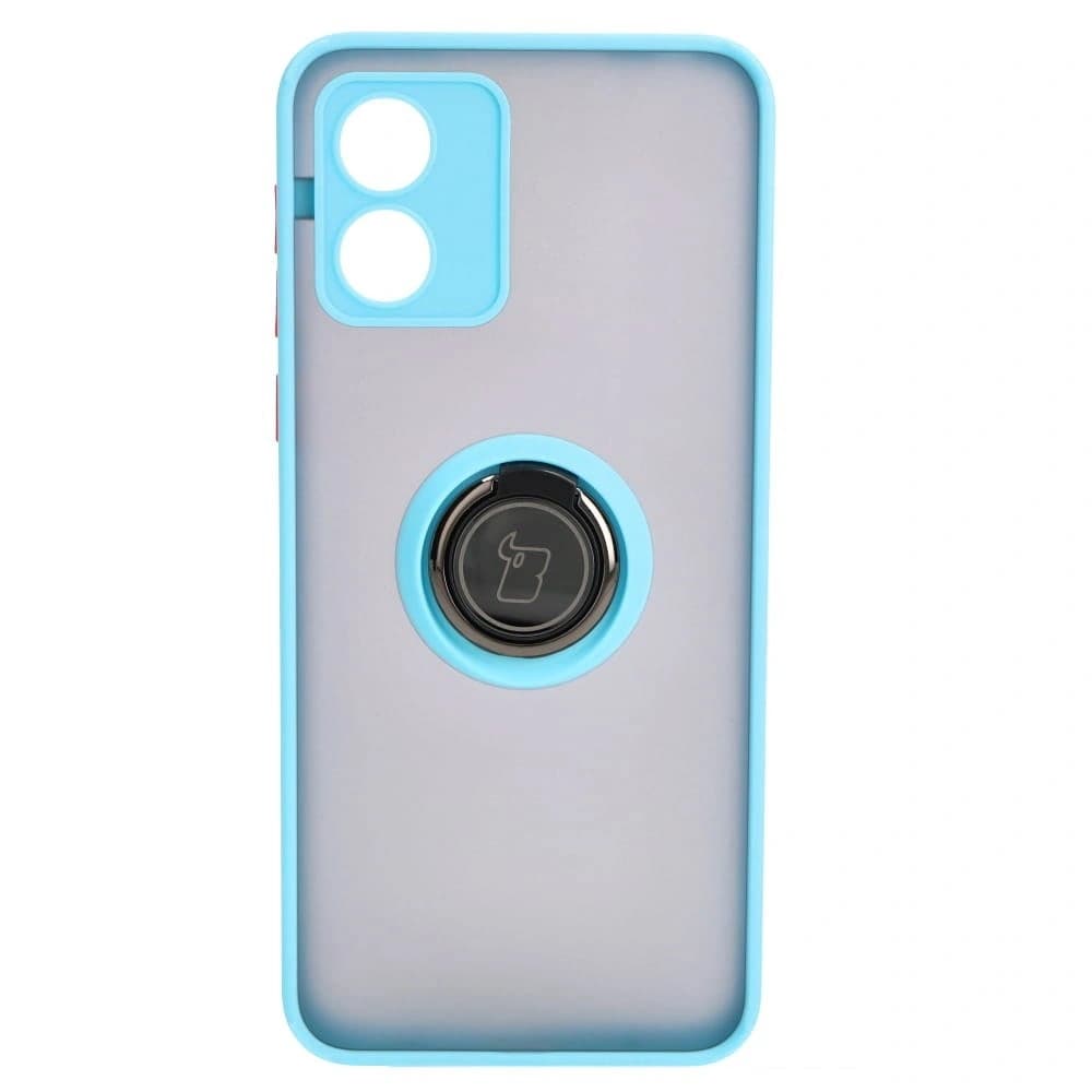 Bizon Case Hybrid Ring Motorola Moto E13 smoky with a light blue frame - 2