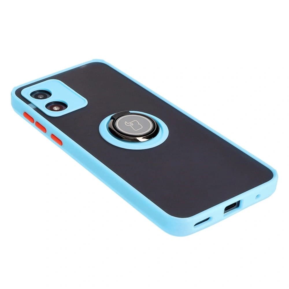 Bizon Case Hybrid Ring Motorola Moto E13 smoky with a light blue frame - 4