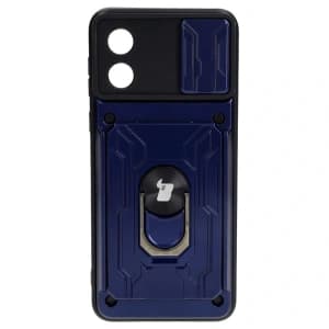 Bizon Case Camshield Card Slot Ring Motorola Moto E13 5G navy blue
