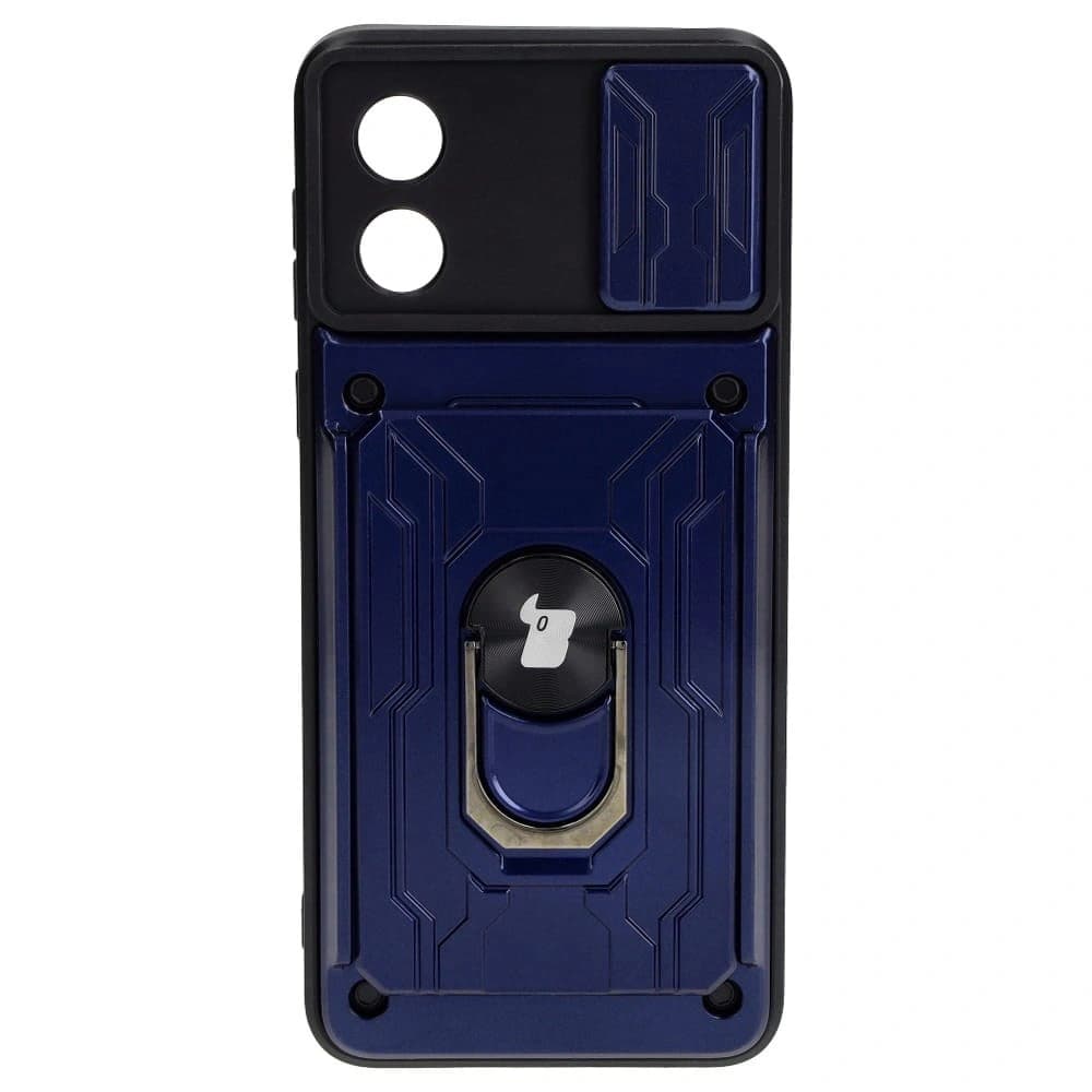 Bizon Case Camshield Card Slot Ring Motorola Moto E13 5G navy blue - 1