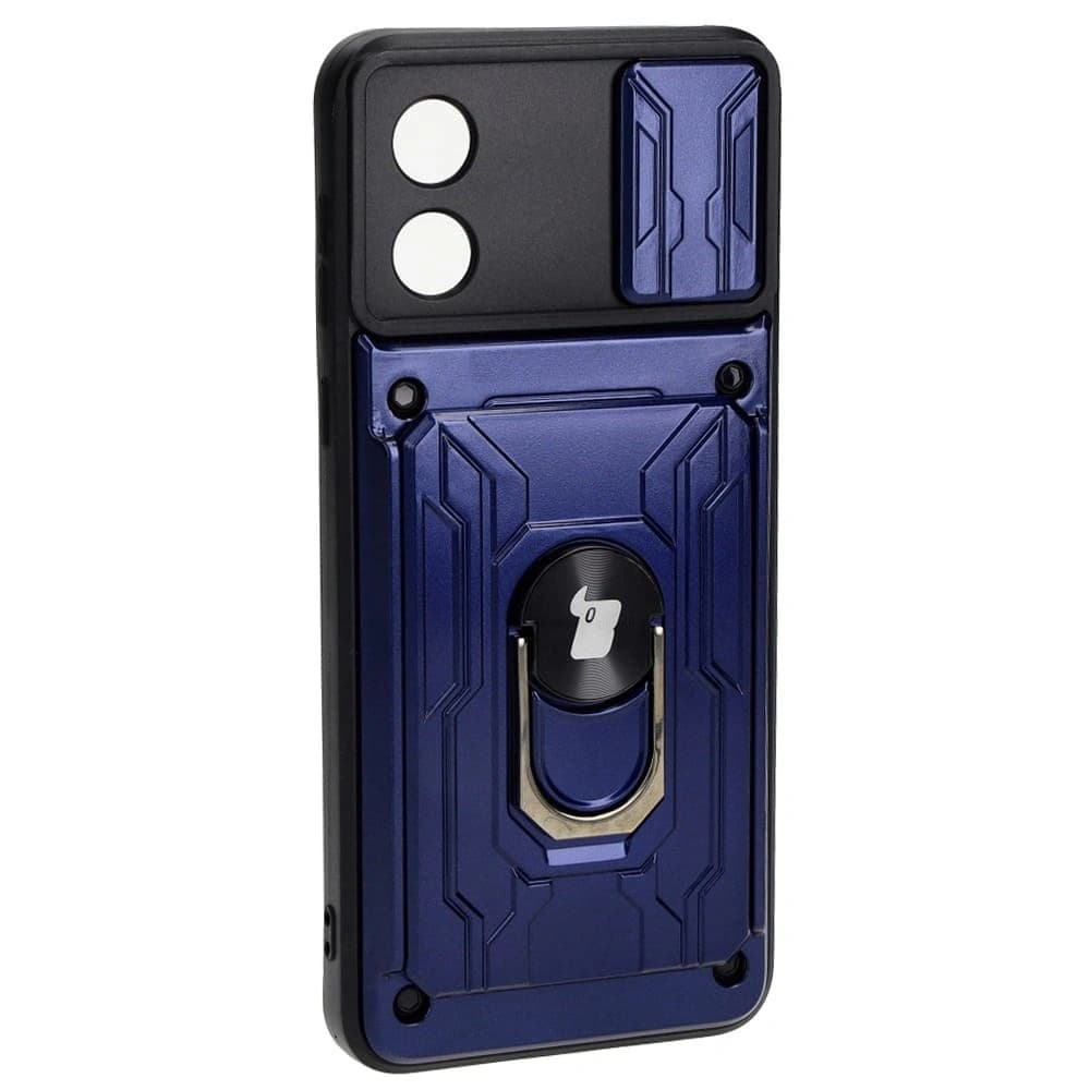 Bizon Case Camshield Card Slot Ring Motorola Moto E13 5G navy blue - 2