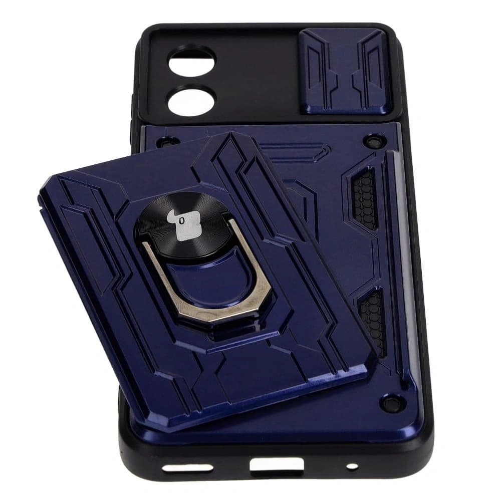 Bizon Case Camshield Card Slot Ring Motorola Moto E13 5G navy blue - 3