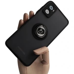 Bizon Case Hybrid Ring Motorola Moto E22 / E22i rauchig mit einem schwarzen Rahmen