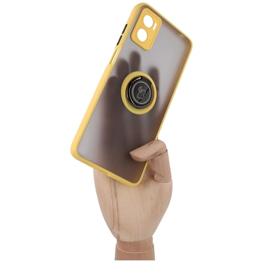 Bizon Case Hybrid Ring Motorola Moto E22 / E22i rauchig mit einem gelben Rahmen - 6