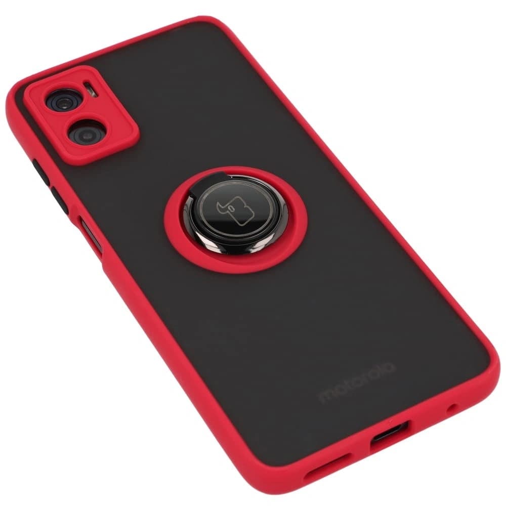 Bizon Case Hybrid Ring Motorola Moto E22 / E22i rauchig mit einem roten Rahmen - 4