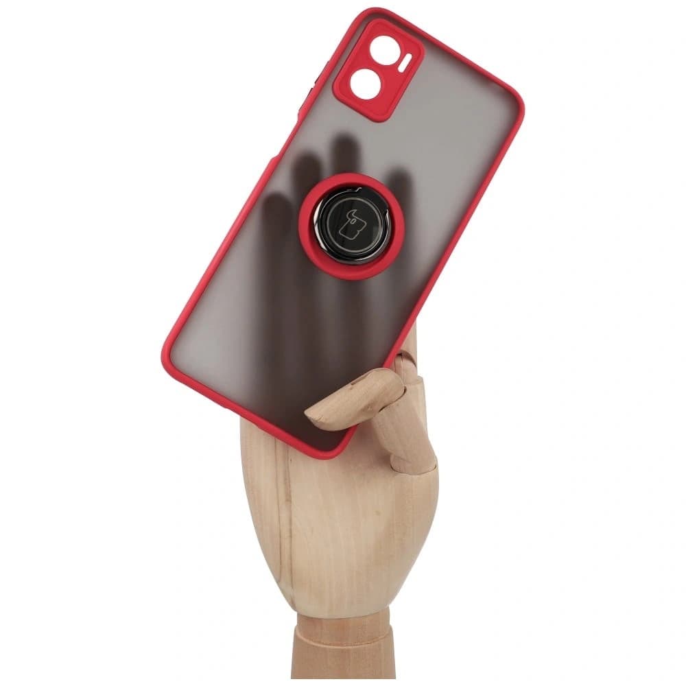 Bizon Case Hybrid Ring Motorola Moto E22 / E22i rauchig mit einem roten Rahmen - 6