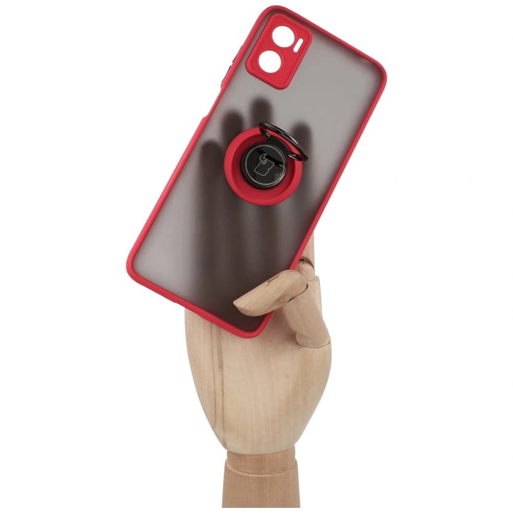 Bizon Case Hybrid Ring Motorola Moto E22 / E22i rauchig mit einem roten Rahmen - 7