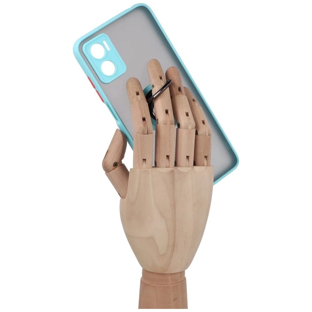 Bizon Case Hybrid Ring Motorola Moto E22 / E22i rauchig mit einem hellblauen Rahmen - 8