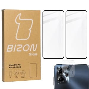 2x Szkło na ekran + szkło na aparat BIZON Edge 2 do Moto G13/G23 4G