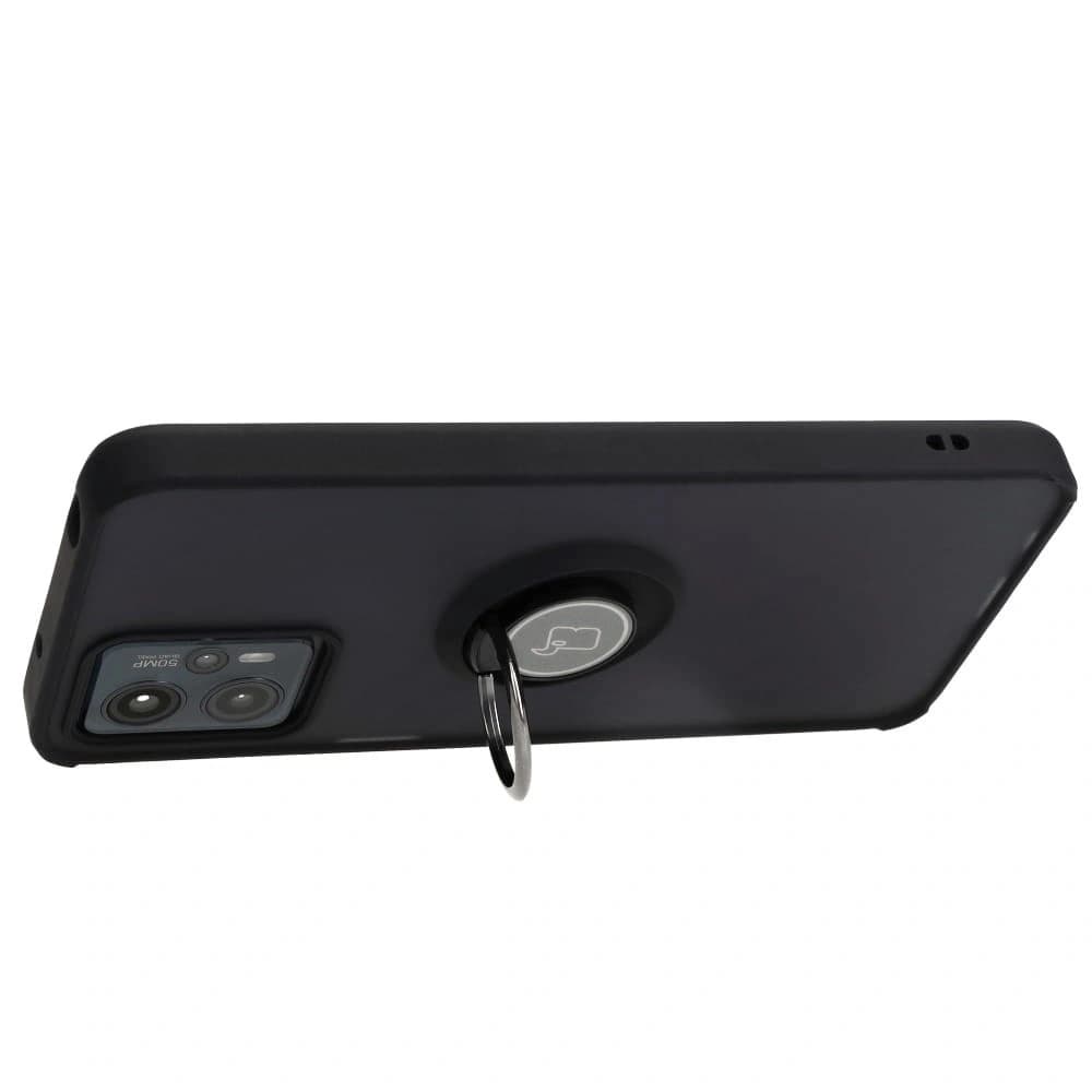 Etui z uchwytem na palec Bizon Case Hybrid Ring do Motorola Moto G13 / G23 / G53 5G przydymione z czarną ramką - 5
