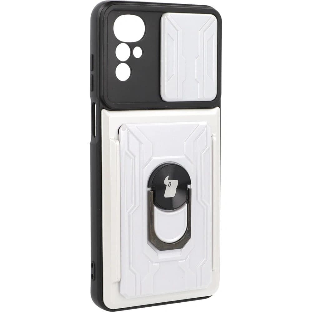Etui Bizon Case Camshield Card Slot Ring do Moto G22 bílé - 3