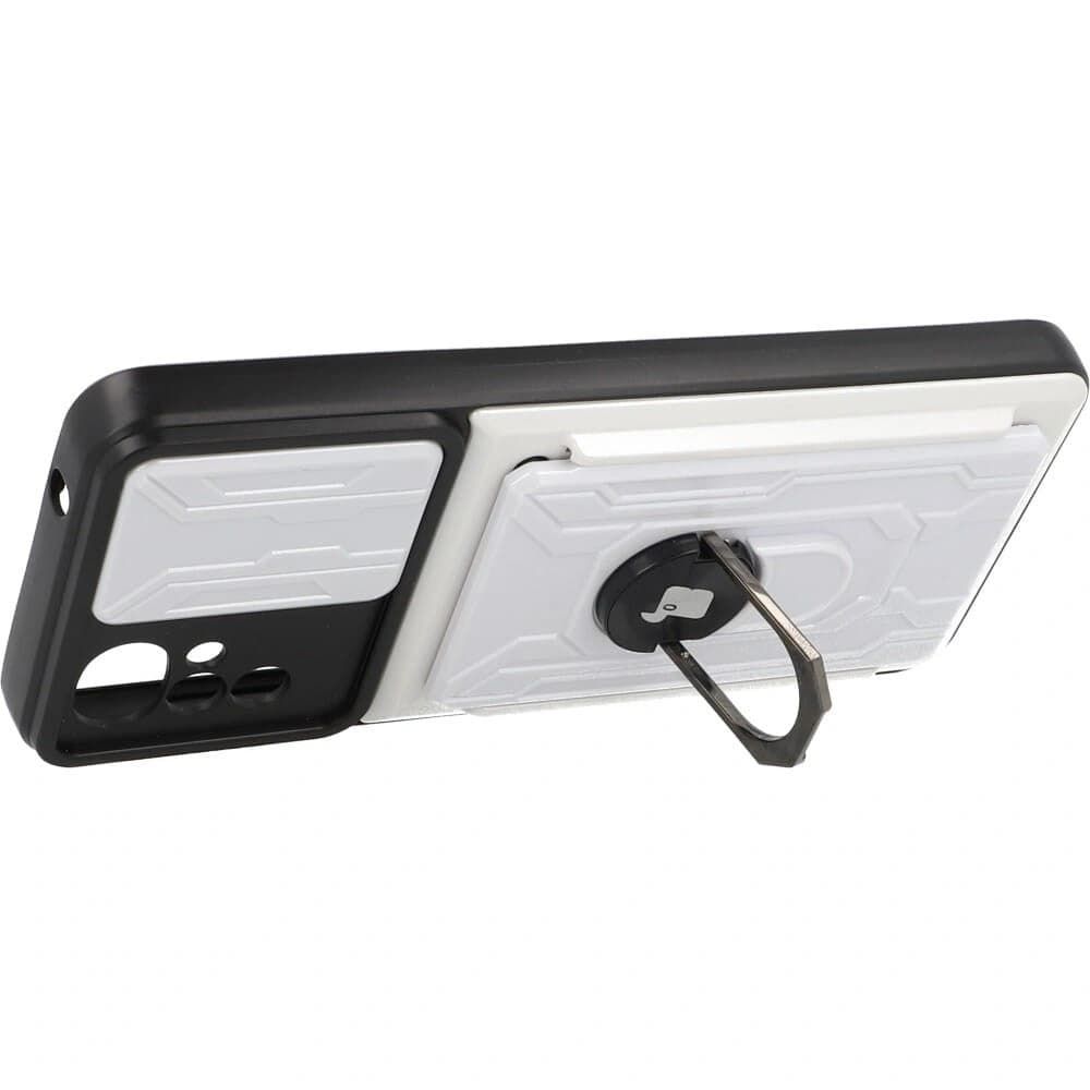 Etui Bizon Case Camshield Card Slot Ring do Moto G22 bílé - 4