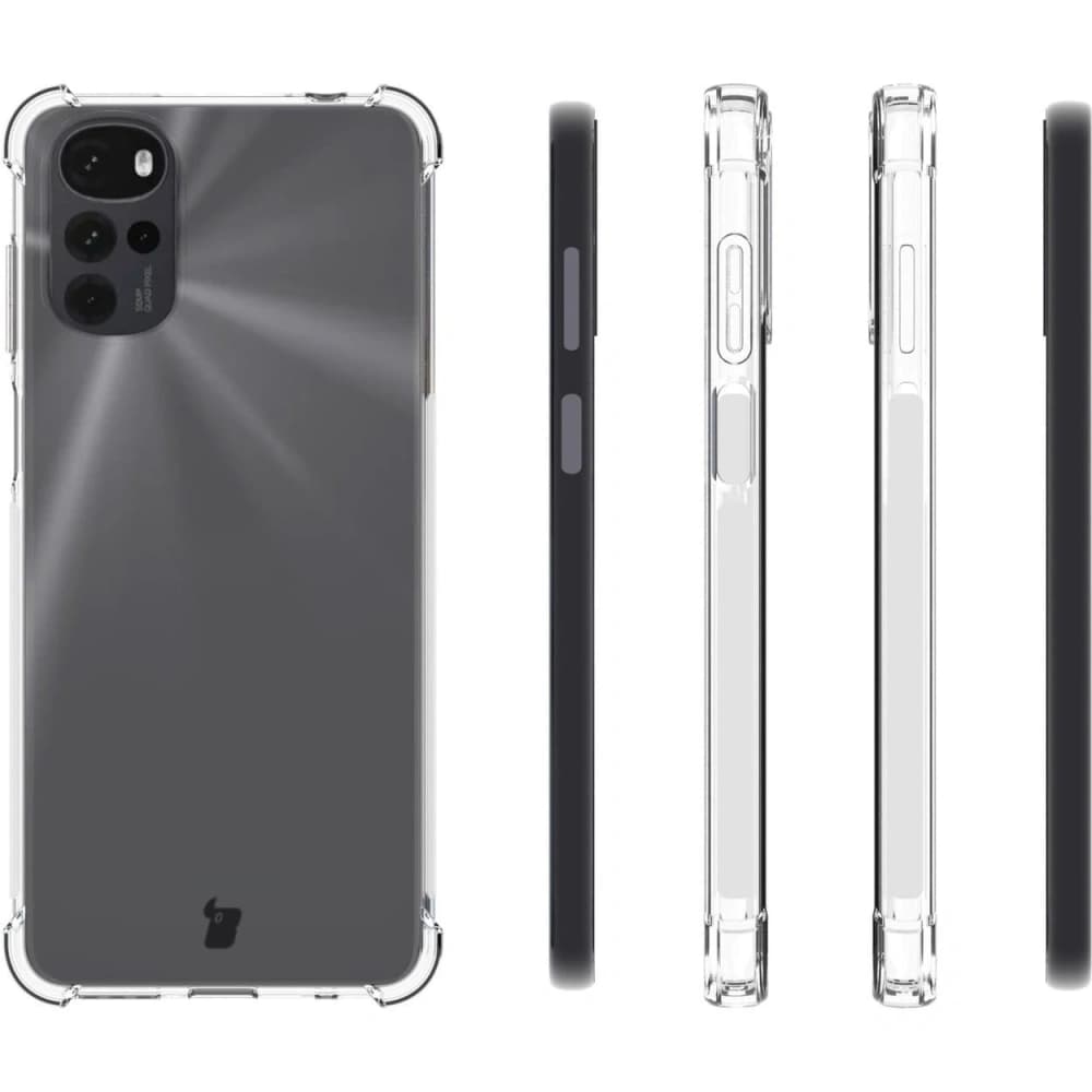 Bizon Case Clear Pack carcasă + 2x sticlă de ecran + sticlă pentru obiectiv Moto G22 clar - 4