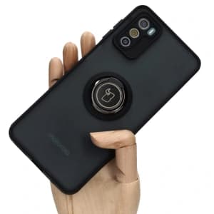 Bizon Case Hybrid Ring Motorola Moto G42 fumuriu cu un cadru negru
