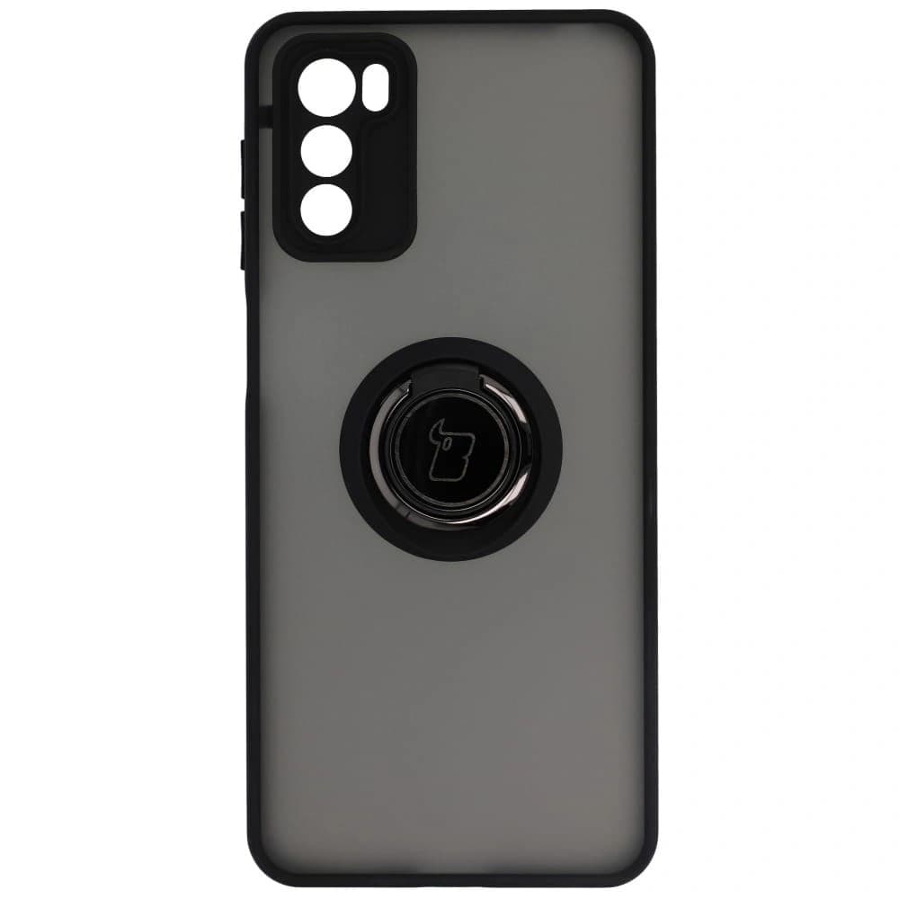 Etui s úchytem na prst Bizon Case Hybrid Ring pro Motorola Moto G42 kouřové s černým rámem - 2
