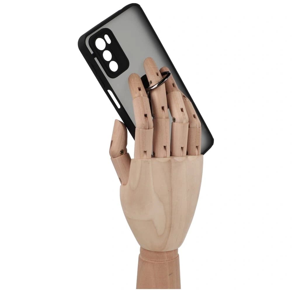 Etui s úchytem na prst Bizon Case Hybrid Ring pro Motorola Moto G42 kouřové s černým rámem - 8
