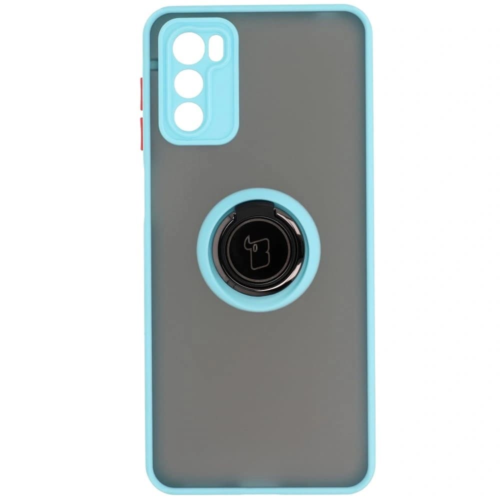 Bizon Case Hybrid Ring Motorola Moto G42 rauchig mit einem hellblauen Rahmen - 2