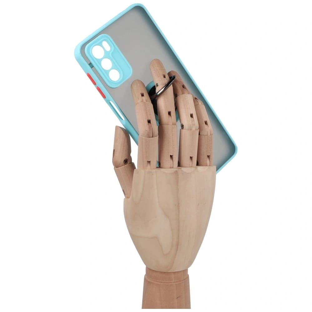 Bizon Case Hybrid Ring Motorola Moto G42 rauchig mit einem hellblauen Rahmen - 8