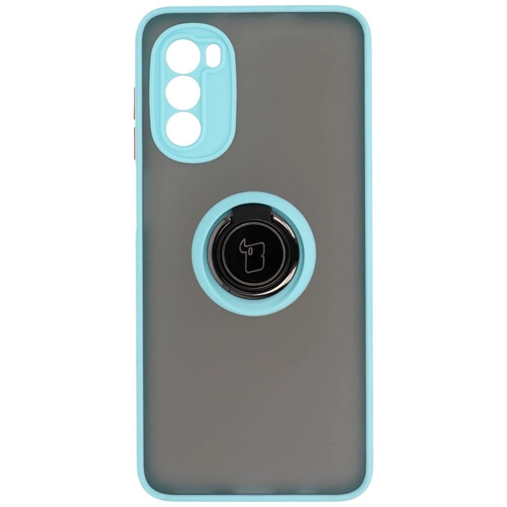 Bizon Case Hybrid Ring Motorola Moto G52 / G82 rauchig mit einem hellblauen Rahmen - 2