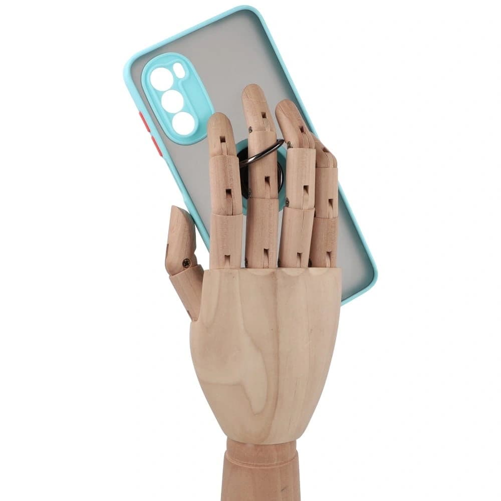 Bizon Case Hybrid Ring Motorola Moto G52 / G82 rauchig mit einem hellblauen Rahmen - 8