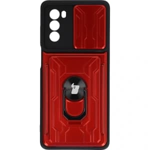 Bizon Case Camshield Card Slot Ring Moto G62 5G red