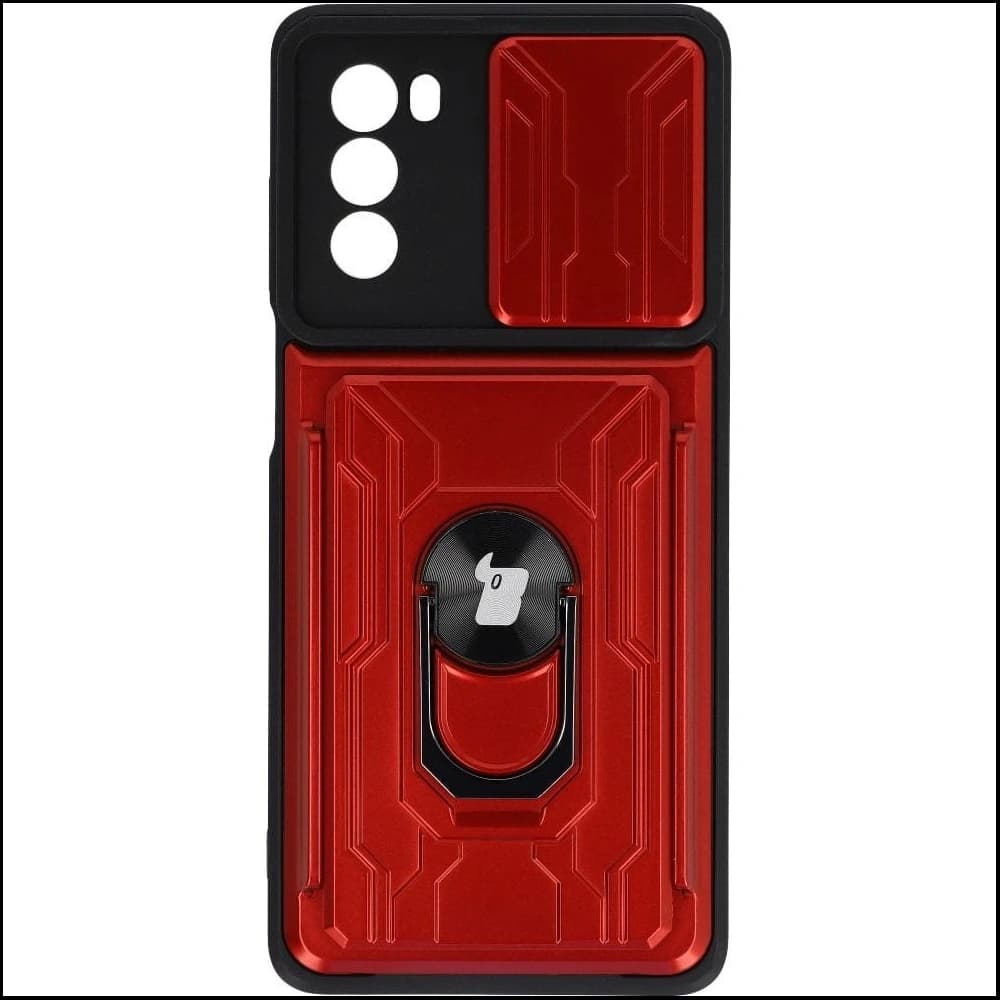 Bizon Case Camshield Card Slot Ring Moto G62 5G roșu - 1