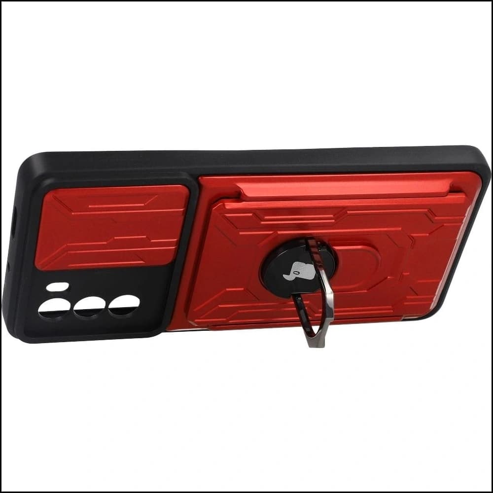 Bizon Case Camshield Card Slot Ring Moto G62 5G roșu - 3