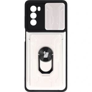 Bizon Case Camshield Card Slot Ring Moto G62 5G white