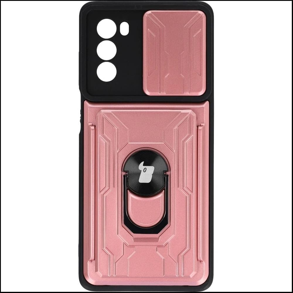 Etui Bizon Case Camshield Card Slot Ring do Moto G62 5G světle růžové - 1