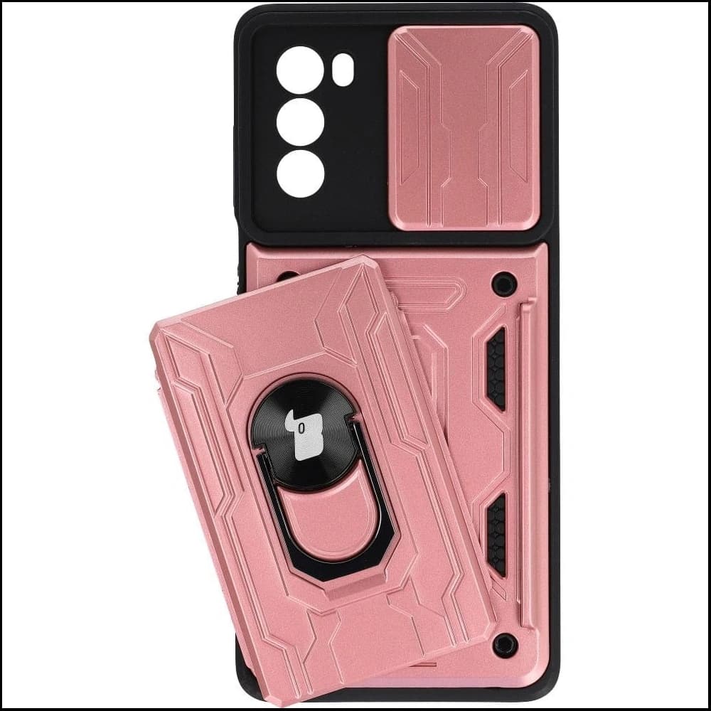 Etui Bizon Case Camshield Card Slot Ring do Moto G62 5G světle růžové - 4