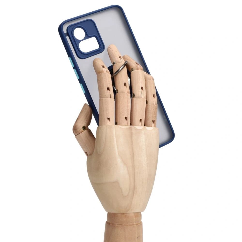 Etui s úchytem na prst Bizon Case Hybrid Ring pro Motorola Moto G72 kouřové s modrým rámem - 8