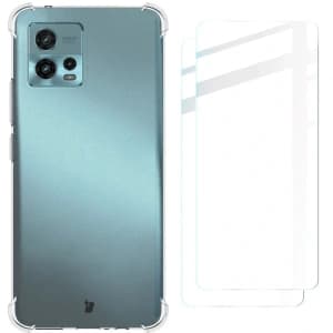 Etui + 2x folia Bizon Case Clear Pack do Motorola Moto G72 przezroczyste