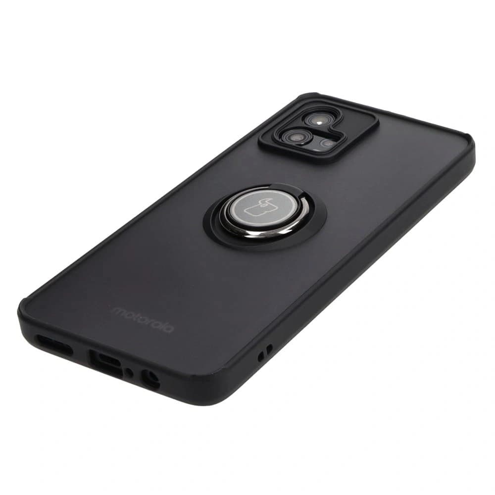 Etui s úchytem na palec Bizon Case Hybrid Ring pro Motorola Moto G72 kouřové s černým rámem - 3