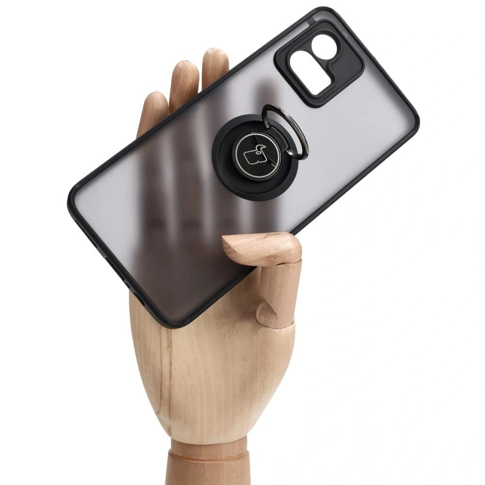 Etui s úchytem na palec Bizon Case Hybrid Ring pro Motorola Moto G72 kouřové s černým rámem - 7