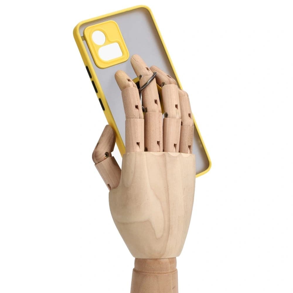 Etui s úchytem na prst Bizon Case Hybrid Ring pro Motorola Moto G72 kouřové se žlutým rámečkem - 8