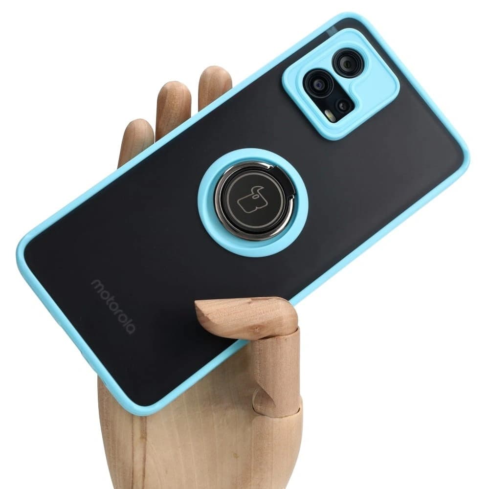 Bizon Case Hybrid Ring Motorola Moto G72 füstös színű, világoskék kerettel - 1