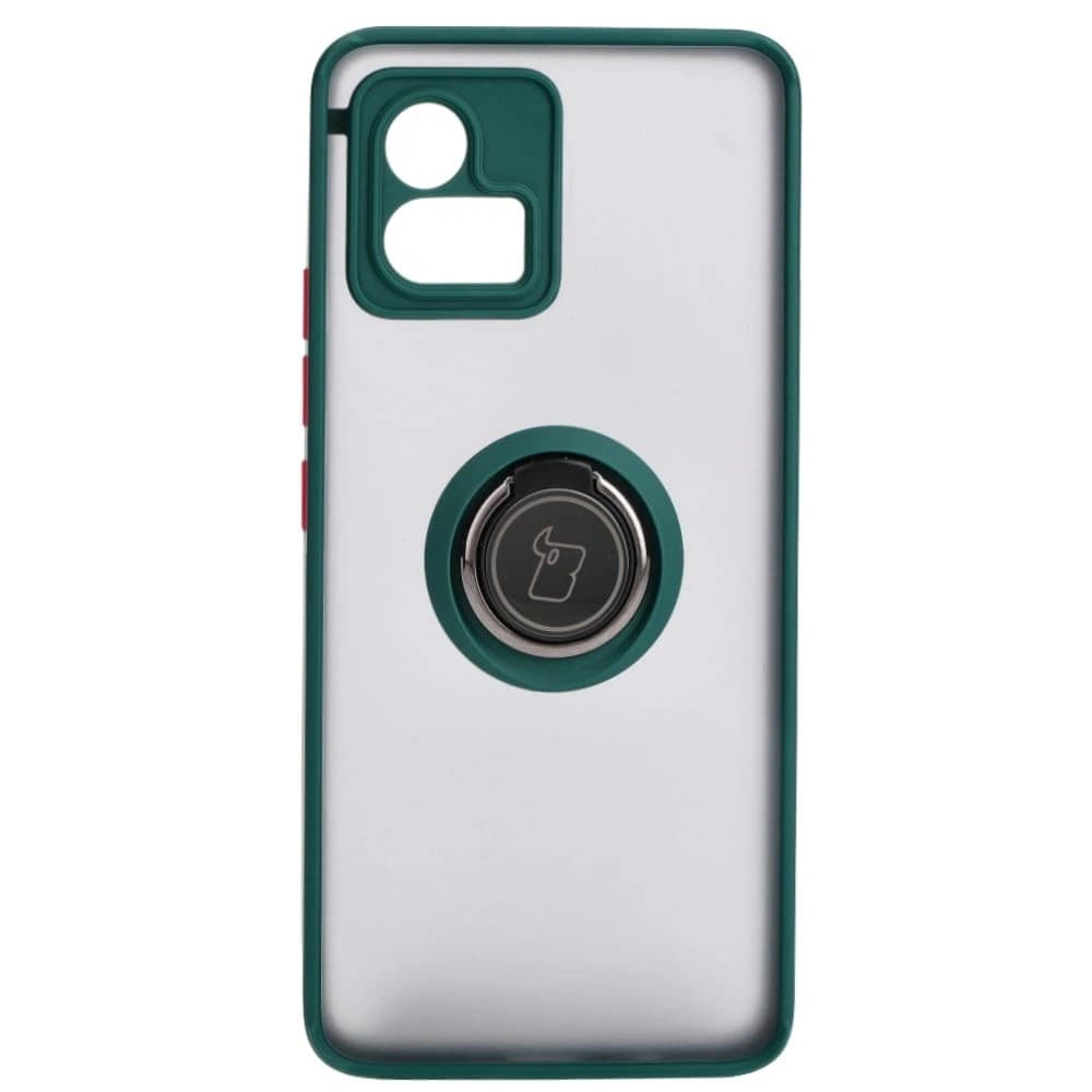Etui z uchwytem na palec Bizon Case Hybrid Ring do Motorola Moto G72 przydymione z ciemnozieloną ramką - 2