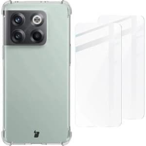 Bizon Case Clear Pack Hülle + 2x Displayschutzglas OnePlus 10T klar