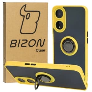 Bizon Case Hybrid Ring Oppo A78 5G smoky with a yellow frame