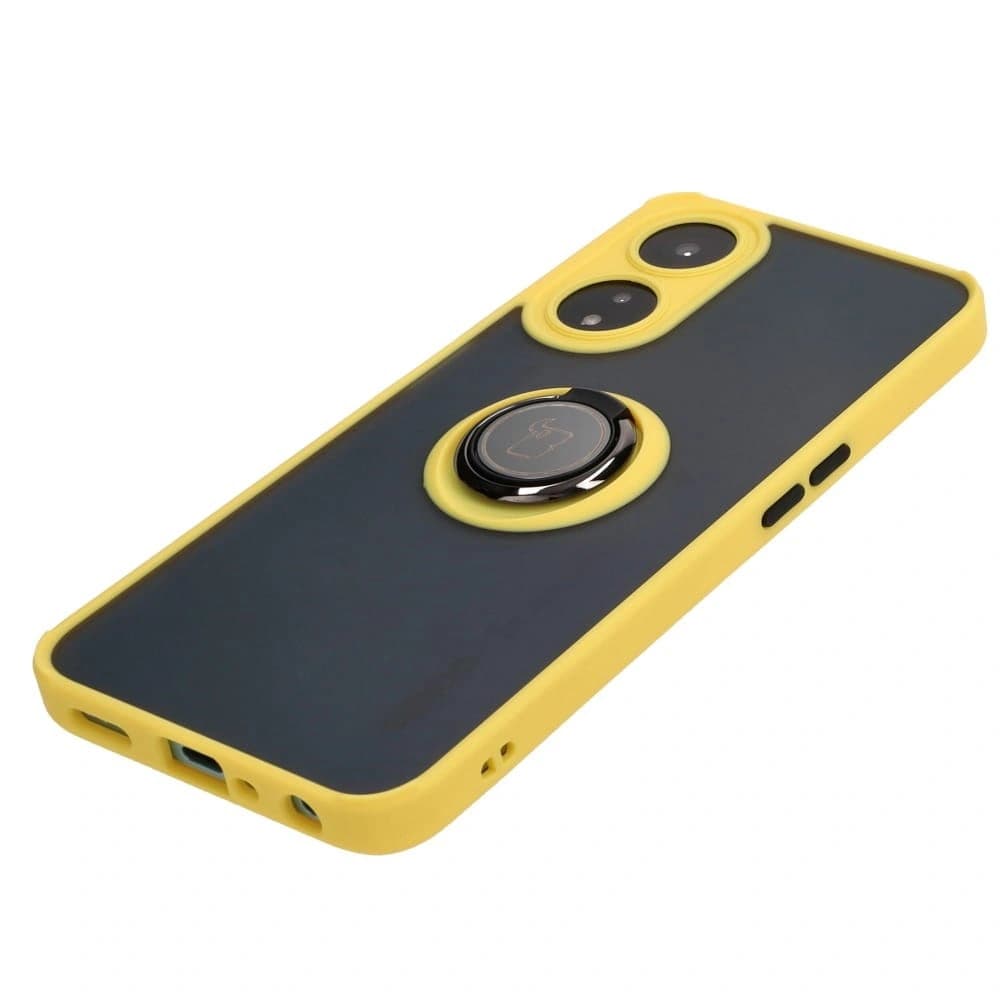 Bizon Case Hybrid Ring Oppo A78 5G smoky with a yellow frame - 3
