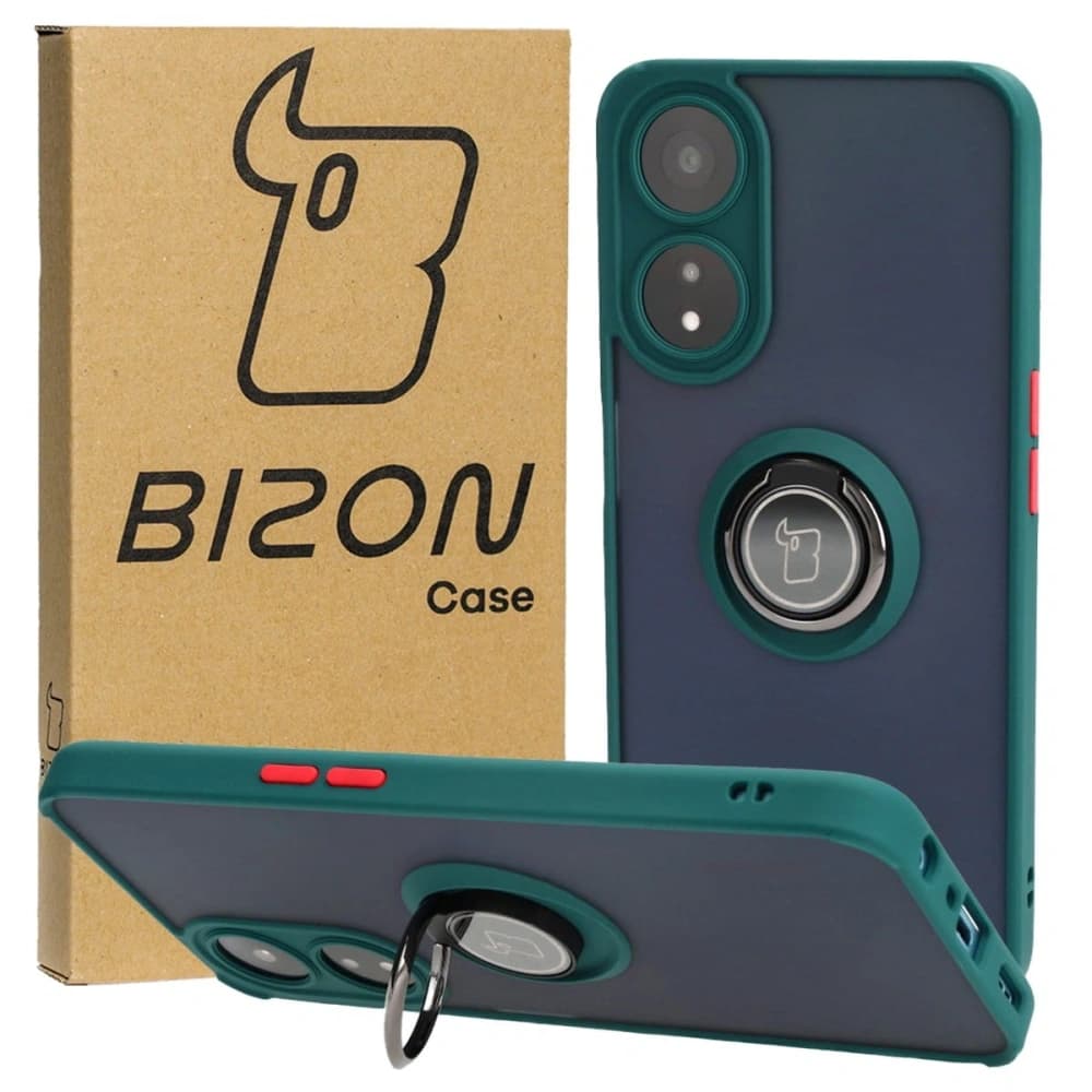 Bizon Case Hybrid Ring Oppo A78 5G smoky with a dark green frame - 1