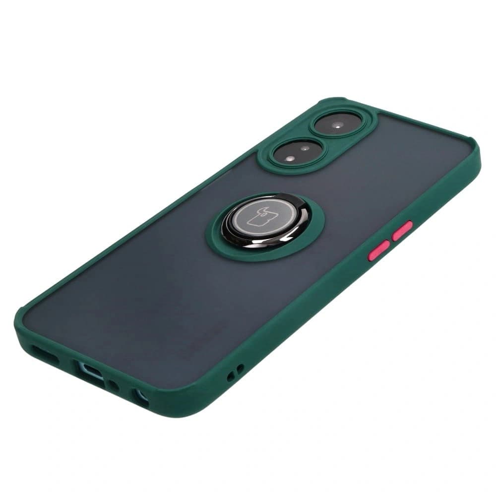 Bizon Case Hybrid Ring Oppo A78 5G smoky with a dark green frame - 3