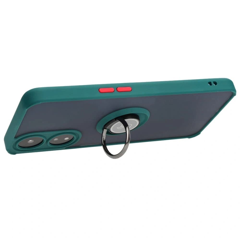 Bizon Case Hybrid Ring Oppo A78 5G smoky with a dark green frame - 5