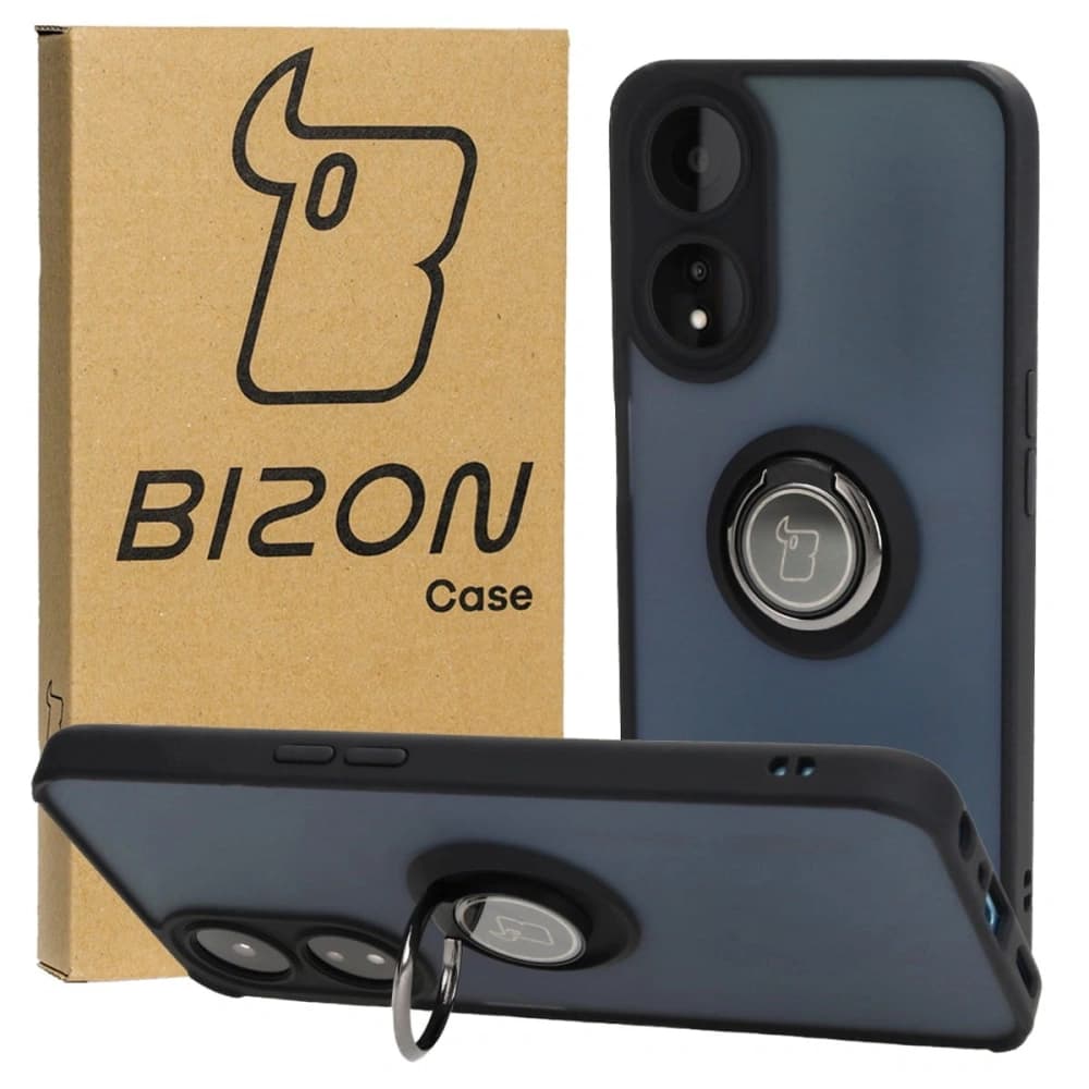 Bizon Case Hybrid Ring Oppo A78 5G rauchig mit einem schwarzen Rahmen - 1