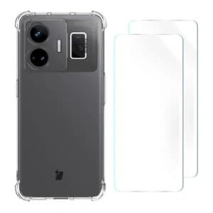 Bizon Case Clear Pack Hülle + 2x Displayschutzfolie für Realme GT3 klar