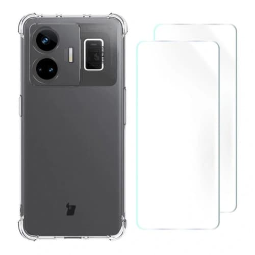 Bizon Case Clear Pack Hülle + 2x Displayschutzfolie für Realme GT3 klar